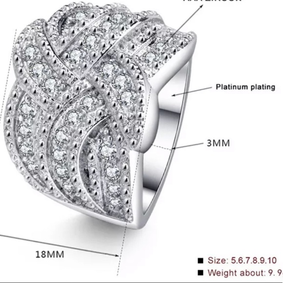 NEW 925 STERLING SILVER DIAMOND WENDING RING - Picture 6 of 6